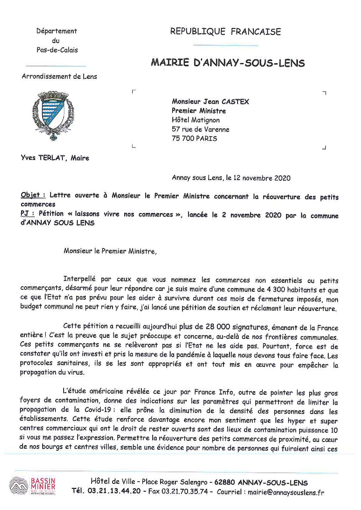 Lettre ouverte de M. Yves Terlat page 001