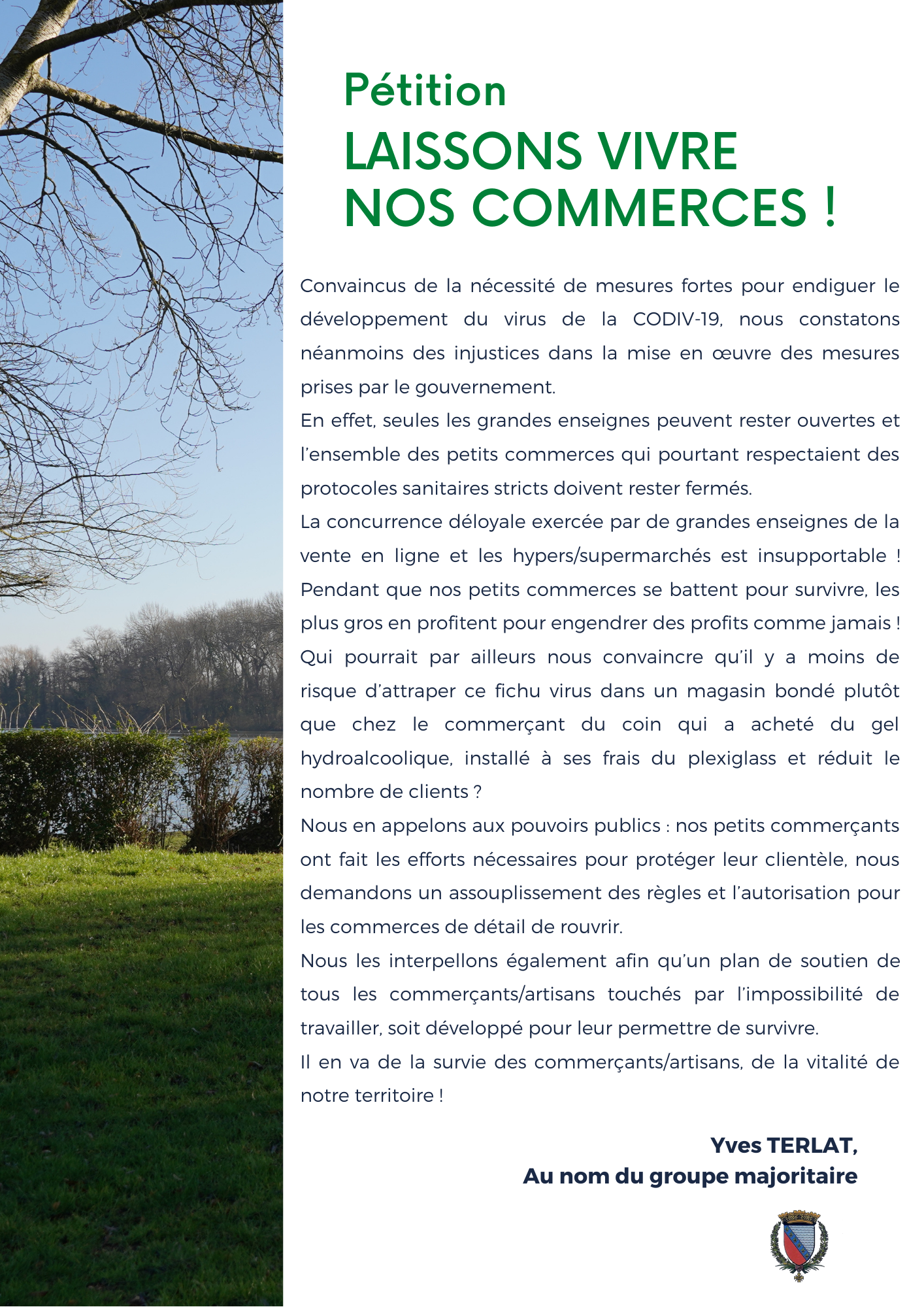 pétition commerces